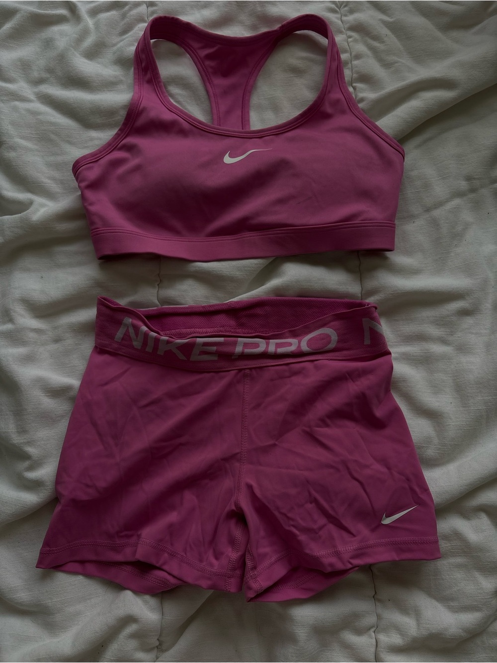 Women's Pink Nike Pro Set Bra + Shorts Only $60